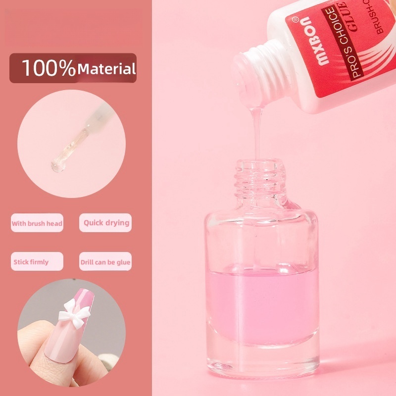 High Quality Acrylic Nail Glue With Brush 7g Super Adhesive Brush On Long Lasting Waterproof Nail Glue For Nail Design