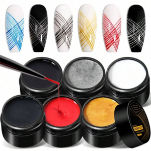 Hot Selling 6 Colors Nail Art Paint Diy Design Wire Liner Drawing Uv Gel Manicure Brush Nail Painting Set Gel Liner Nail Art Set