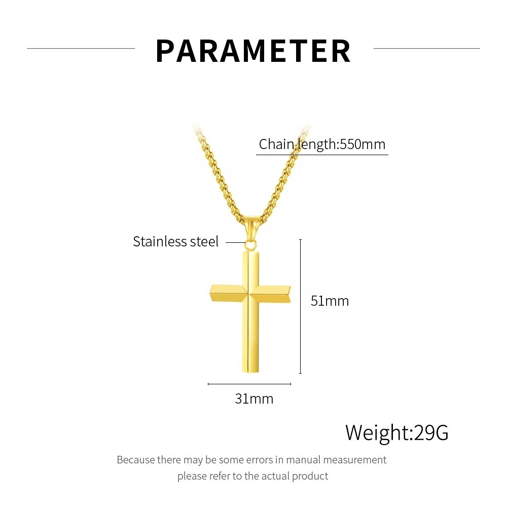 Trendy Hot Sale Products Personalized Wholesale Stainless Steel Cross Men's Necklace Accessories