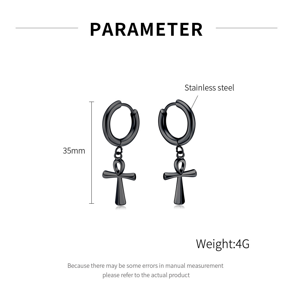 Wholesale Fashionable Jewelry Silver plating Stainless Steel danging Cross Earring For Women And Man