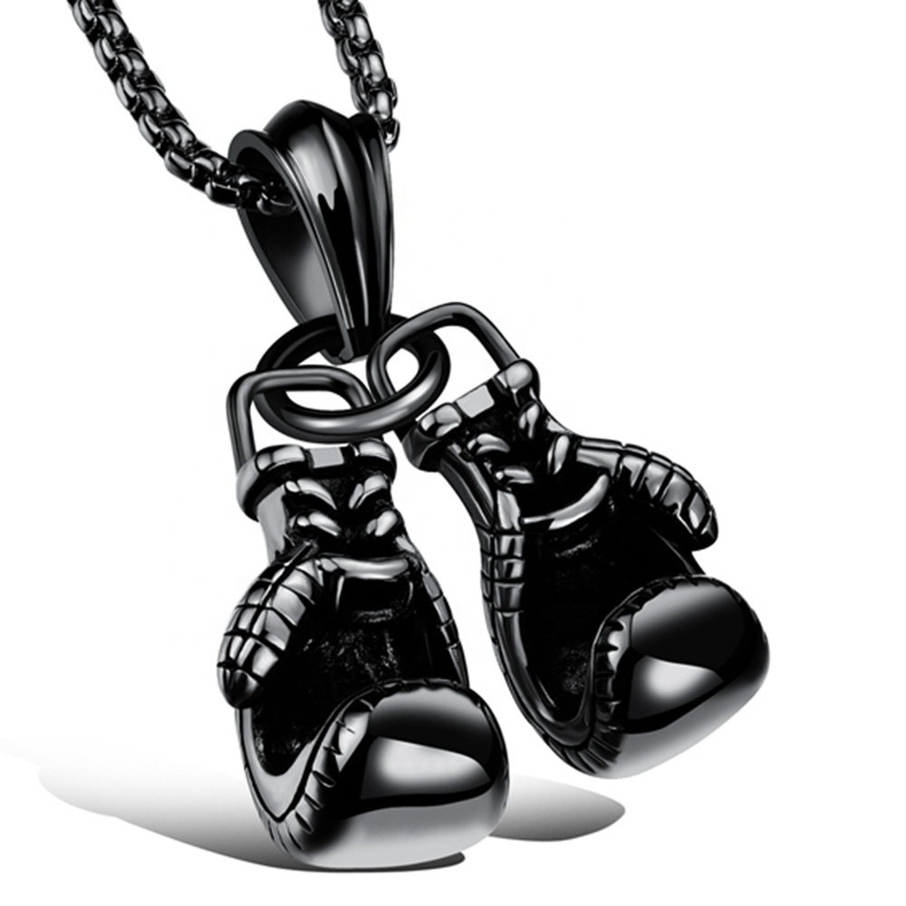 Metal Chocker Necklace Chain Men  Boxing Gloves Sterling Silver Necklace