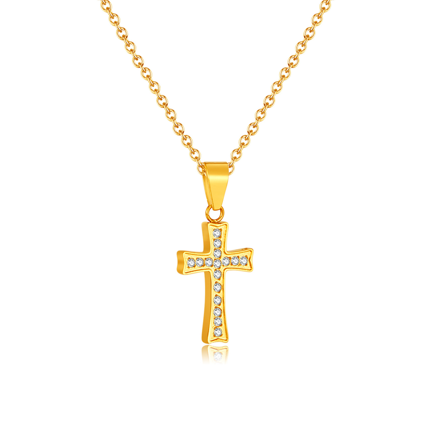 Custom Cross Pendant Necklace Fashion Jewelry Manufacturers Stainless Steel Zircon Crystal Cross Necklace For Women And Men