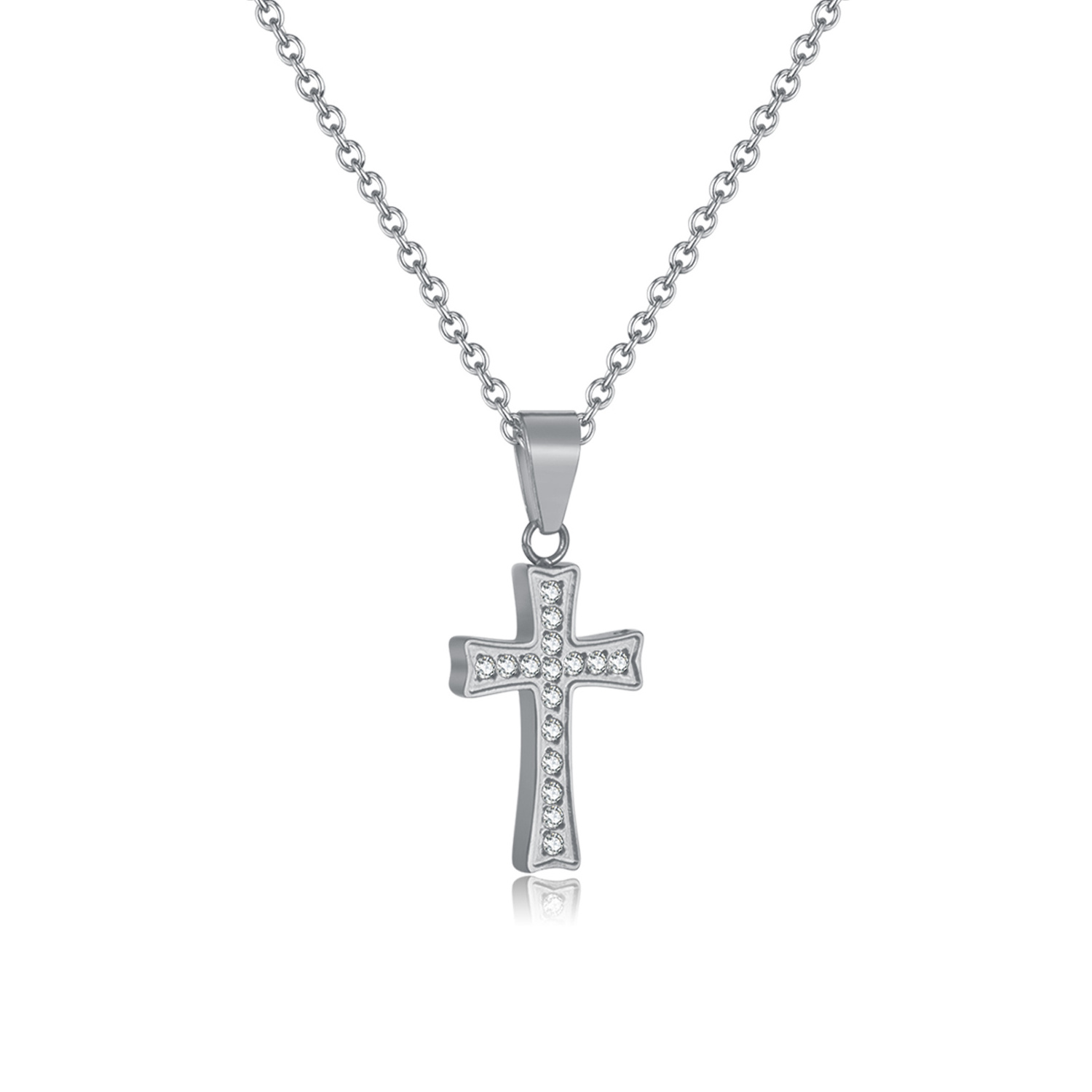 Custom Cross Pendant Necklace Fashion Jewelry Manufacturers Stainless Steel Zircon Crystal Cross Necklace For Women And Men