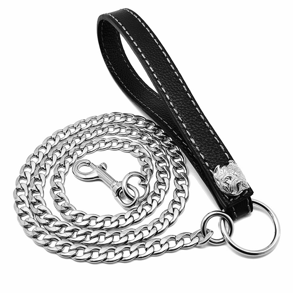 Pet Collars Leash Luxury Custom Gold Stainless Steel Big Dog Chain Collars With Leash