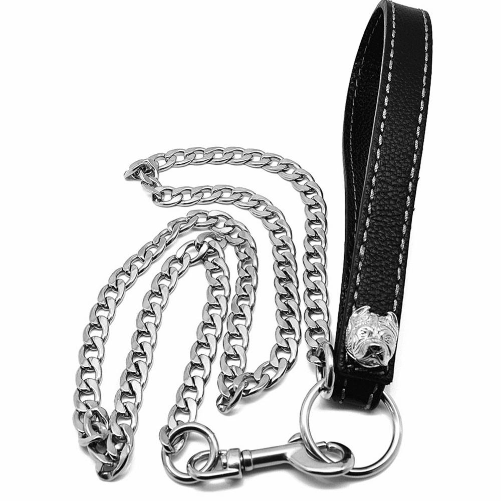 Pet Collars Leash Luxury Custom Gold Stainless Steel Big Dog Chain Collars With Leash