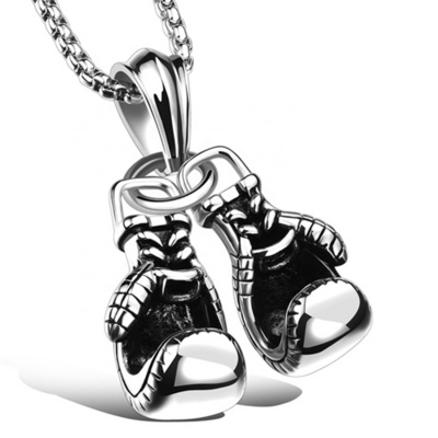 Metal Chocker Necklace Chain Men  Boxing Gloves Sterling Silver Necklace