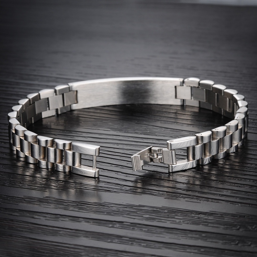 Classic Silver Fashion Stainless Steel Cuban Link For Men Charm Bracelet