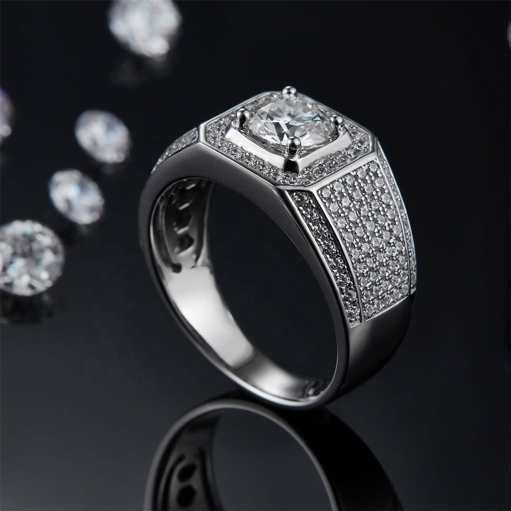 Wholesale hot selling cheaper moissanite rings 925 silver signet ring moissanite ring