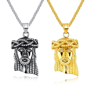 Hot Sell Special Custom CZ Diamond Stainless Steel Mens Gold Jesus Piece Pendant