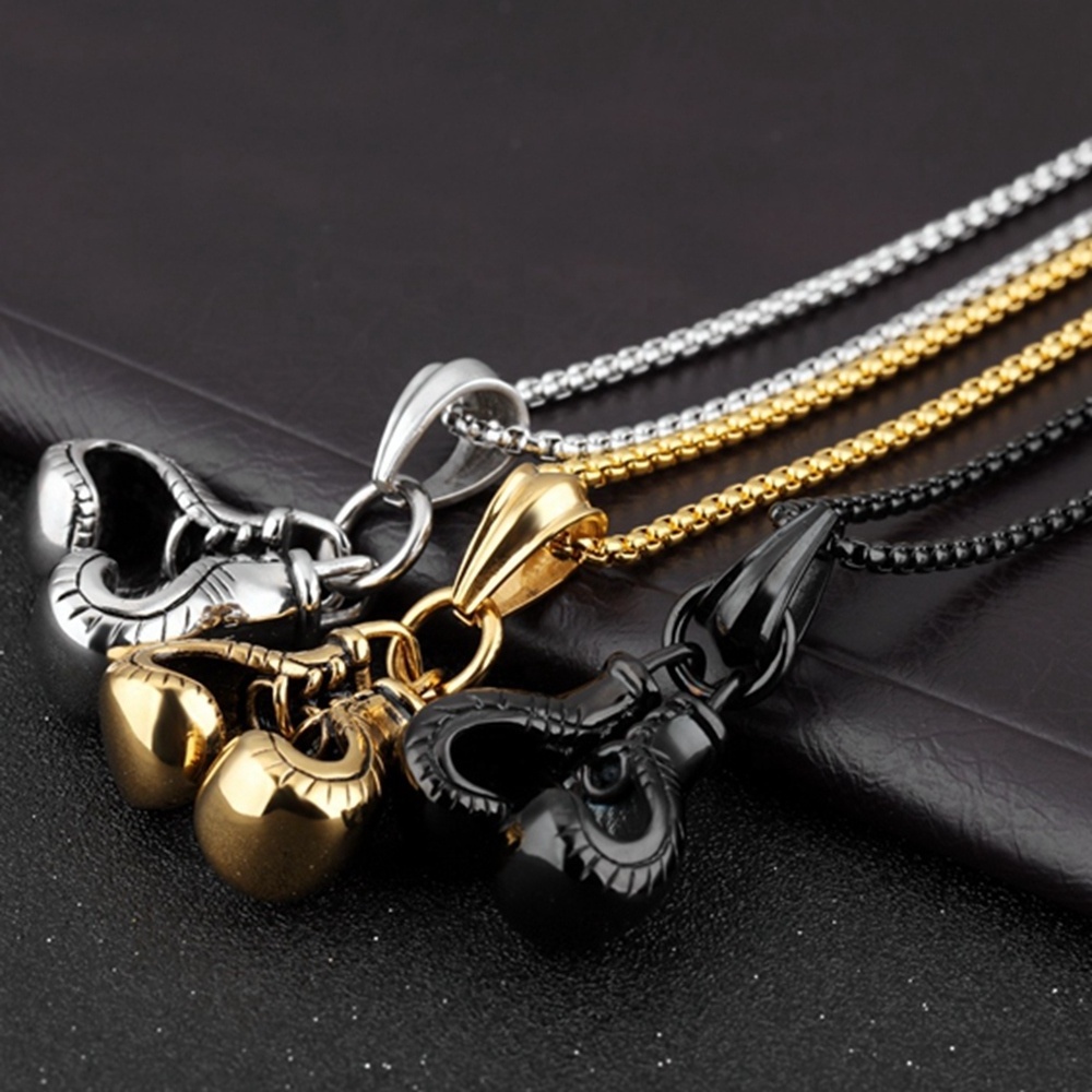 Metal Chocker Necklace Chain Men  Boxing Gloves Sterling Silver Necklace