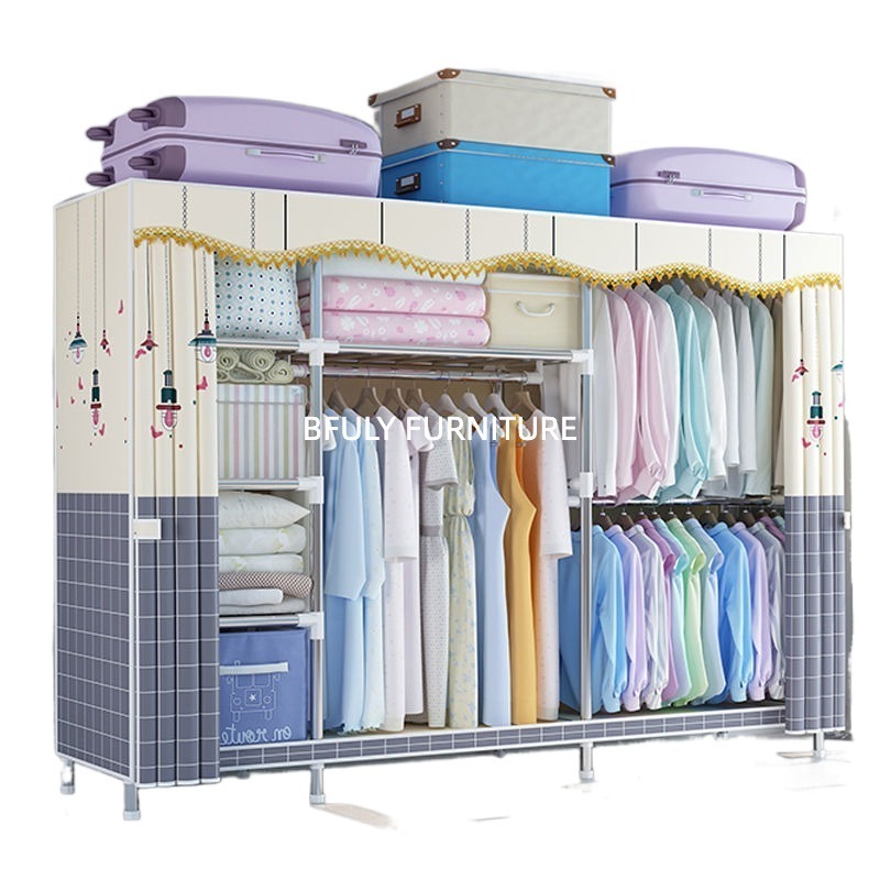 Modern For Home and Office Decor China Manufacturer Multi-use Storage Free Standing  Clothes Wardrobe with Shelf and Hanger