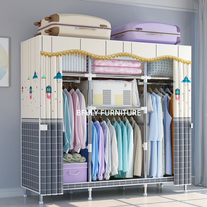 Modern For Home and Office Decor China Manufacturer Multi-use Storage Free Standing  Clothes Wardrobe with Shelf and Hanger