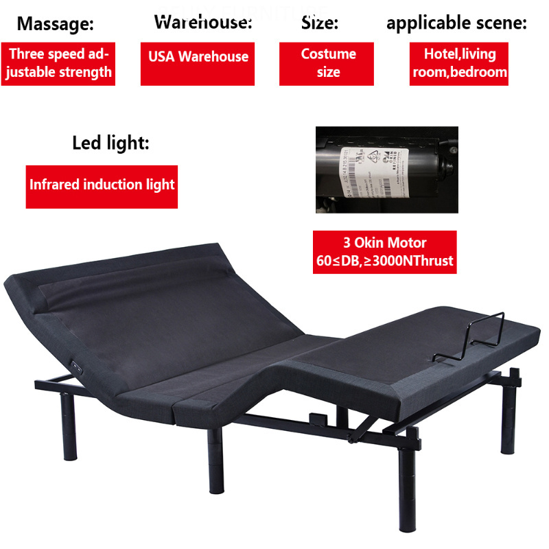 Tekvorcare bluetooth adjustable bed frame king size with led lights okin adjustable bed base adjustable bed frame with massage