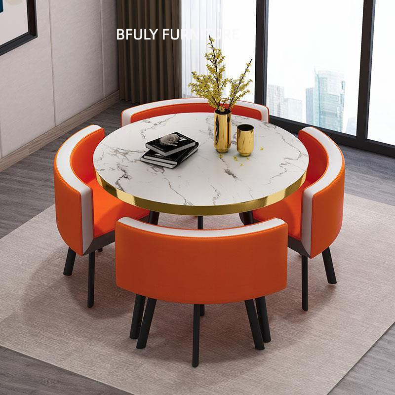 Modern Home Furniture Round Marble Gold Stainless Steel 8 Seater Dining Tables Dining Room Table Set