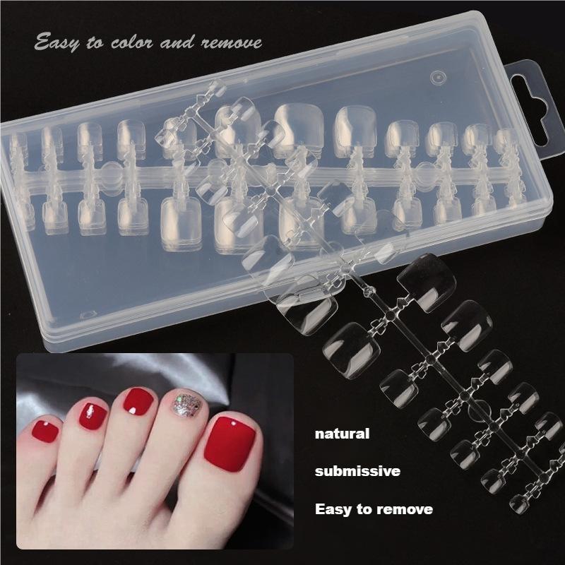 240Pcs/Box Press on False Toe Nails Fake Nails Coffin Semi-Frosted Full Cover Short Foot Nail Gel X Tips