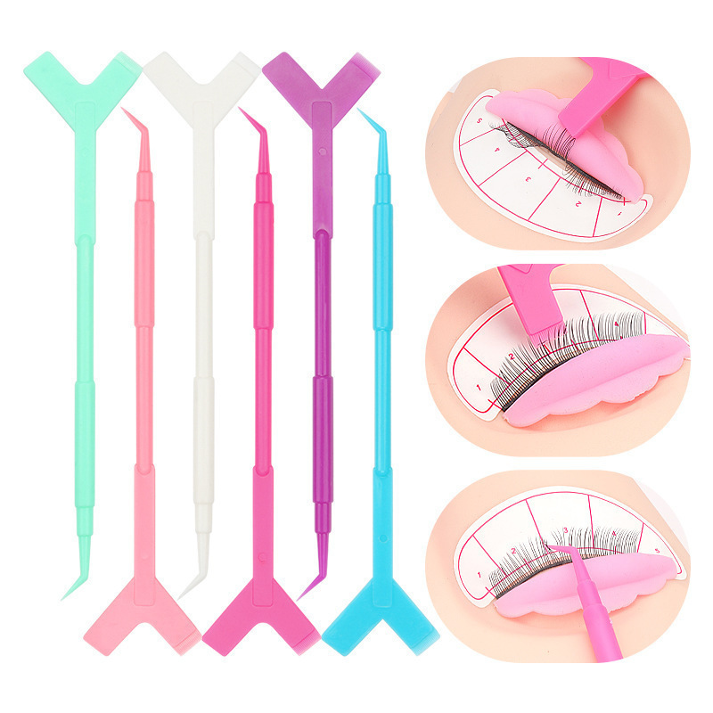 Plastic Eyelash Perming Stick Tool Lashes Extension Hot Glue Spoon Y Shape Comb Brush Lash Lifting Curler Applicator