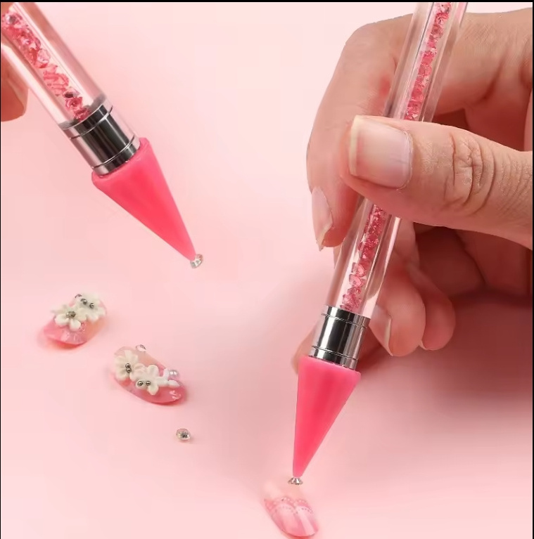 Dual Heads Acrylic Metal Dotting Wax Pen Rhinestones Gem Picker Crystal Picking Nail Art Studs Dotting Pen