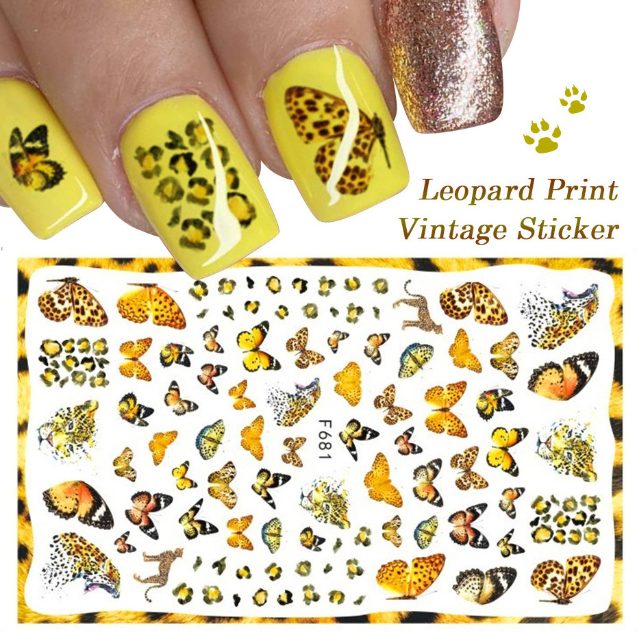 Hot Selling Butterfly Flower DIY 3d Nail Decals Ultra-thin Adhesive Blue Decals Spring Theme Nail Stickers