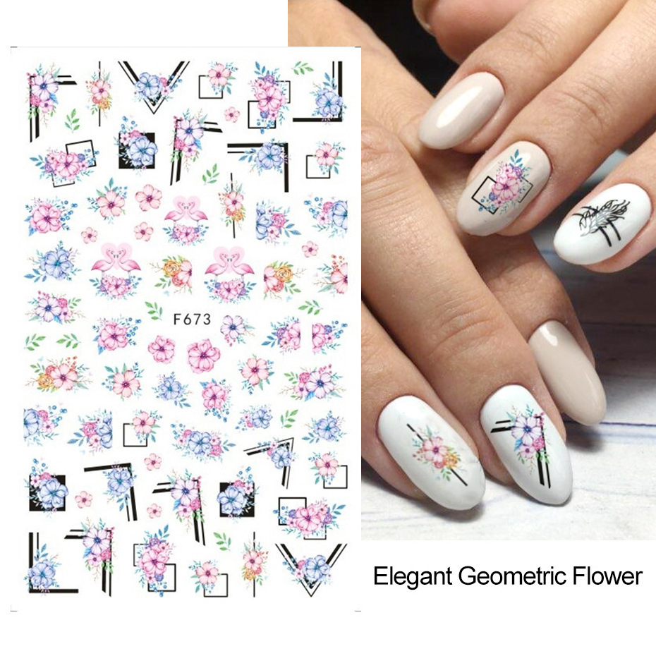 Hot Selling Butterfly Flower DIY 3d Nail Decals Ultra-thin Adhesive Blue Decals Spring Theme Nail Stickers