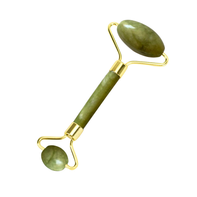 2 in 1 Green Roller and Gua Sha Tool Set by Natural Jade Scraper Massager with Stones for Face Neck Back and Jawline Health Care