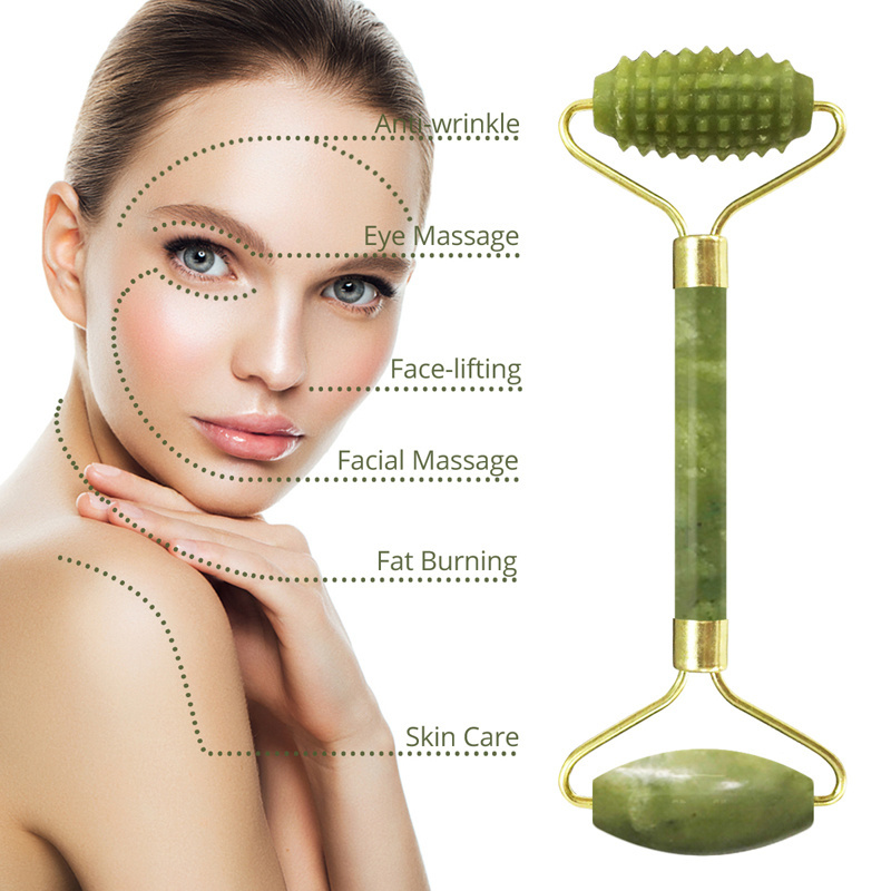 Jade Roller Massager Facial Body Massager Roller Jade Stone Gua sha Board Gouache Scraper Face Lifting Beauty Massage Tool