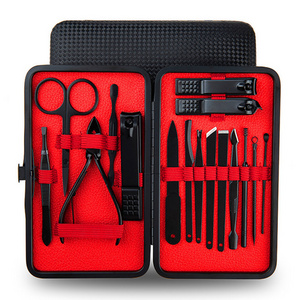 Manicure Set, 18 in 1 Stainless Steel Professional Pedicure Kit Nail Scissors Grooming Kit with Black Leather Travel Case