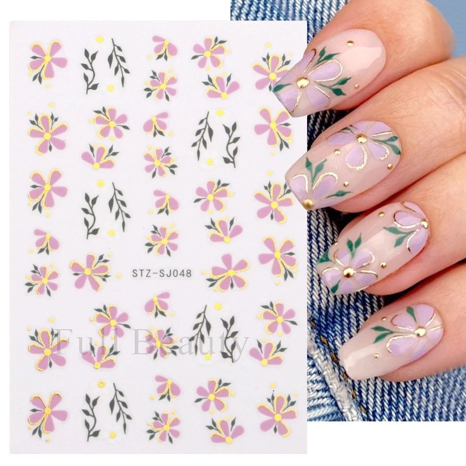 2024 Spring Sakura Chrysanthemum Adhesive Daisy  Nail Art Stickers