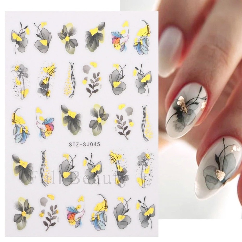 2024 Spring Sakura Chrysanthemum Adhesive Daisy  Nail Art Stickers