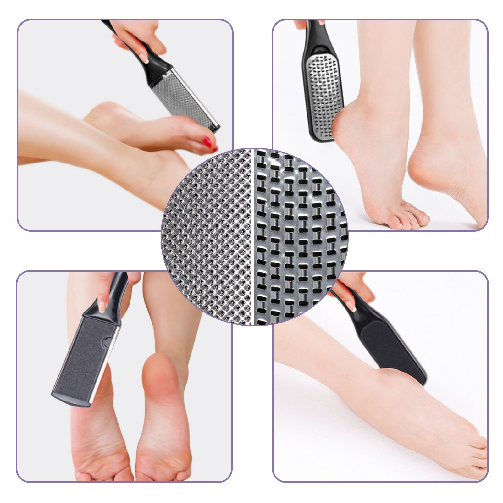 Pedicure Set Peeling Exfoliating Calluses Foot Scrubbing Brush Stainless Steel Double-sided Foot Care Pedal Stone 10 in 1