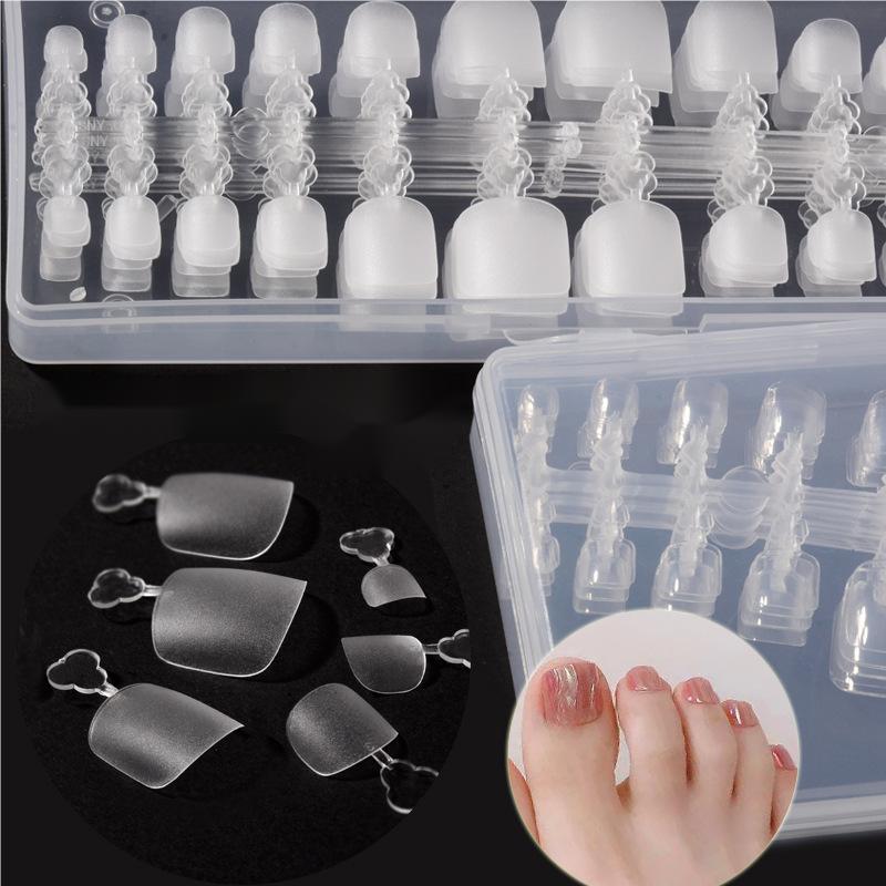 240Pcs/Box Press on False Toe Nails Fake Nails Coffin Semi-Frosted Full Cover Short Foot Nail Gel X Tips