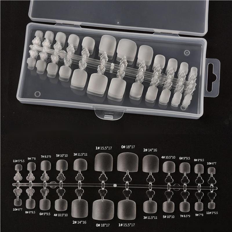 240Pcs/Box Press on False Toe Nails Fake Nails Coffin Semi-Frosted Full Cover Short Foot Nail Gel X Tips