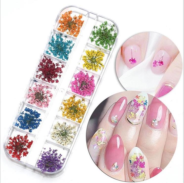 Mix Dried Flowers Nail Decorations Jewelry Natural Floral Leaf Stickers 3D Nail Art Designs