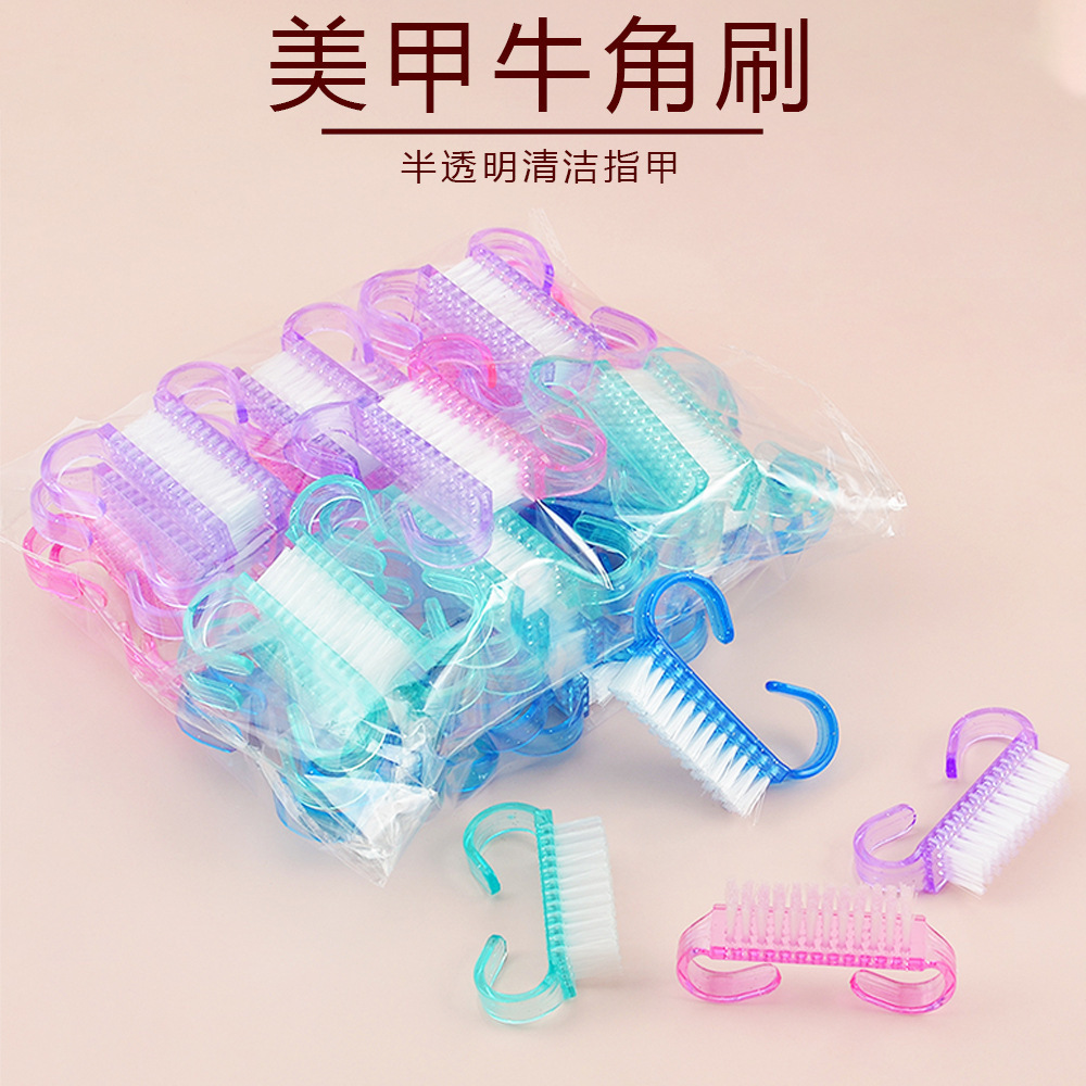 Small Translucent Acrylic Nail Dust Cleaning Horn Brush Nails Toes Cleaner Handle Grip Manicure Brush For Nail Beauty