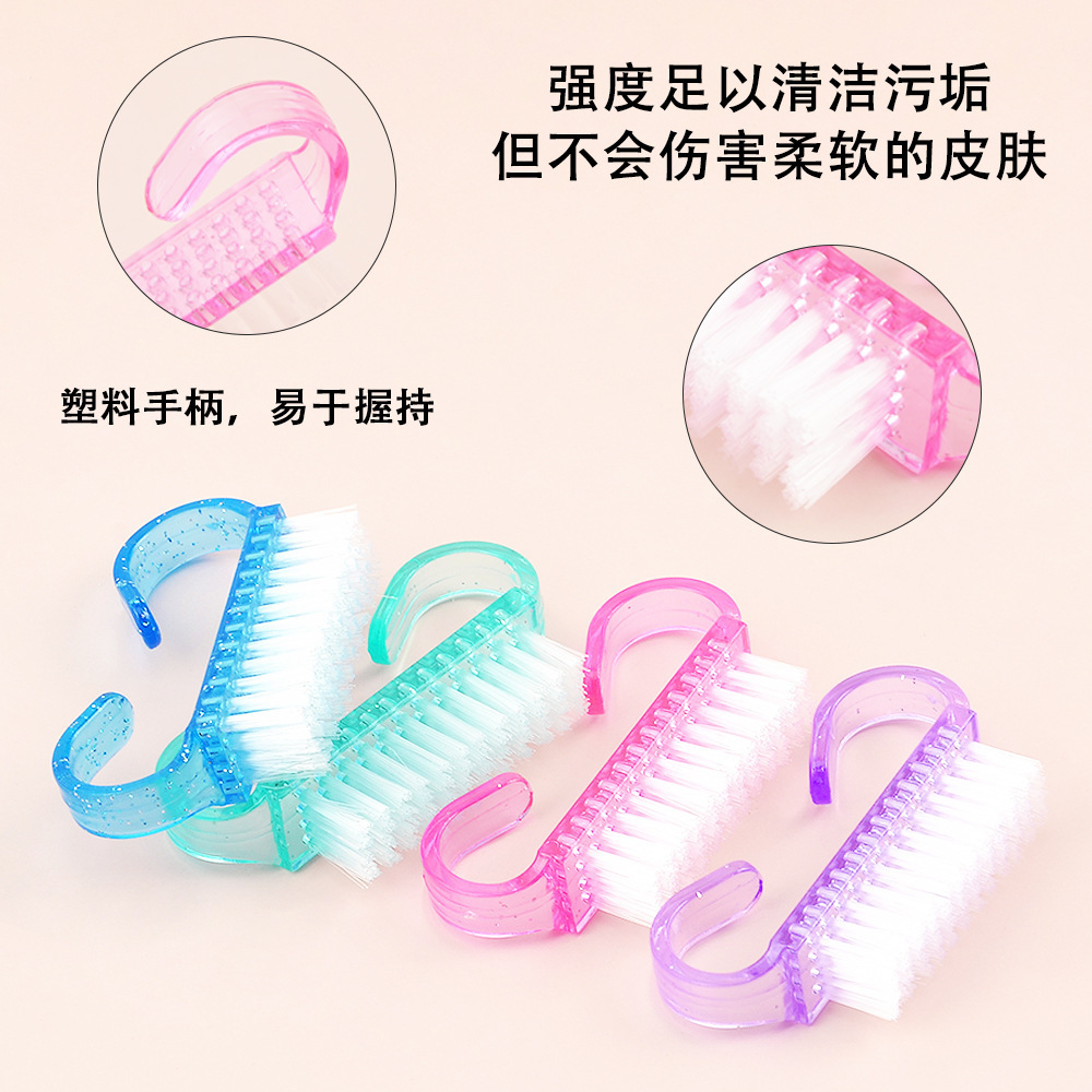 Small Translucent Acrylic Nail Dust Cleaning Horn Brush Nails Toes Cleaner Handle Grip Manicure Brush For Nail Beauty