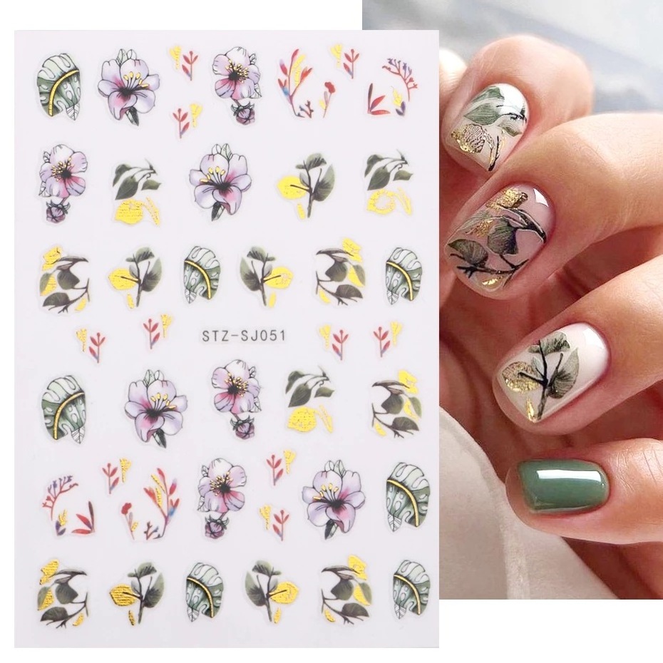 2024 Spring Sakura Chrysanthemum Adhesive Daisy  Nail Art Stickers