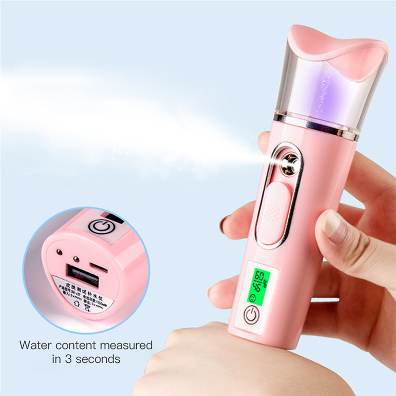 Facial Moisturizing Measure Skin Beauty Instrument USB Charging Portable Nano Mist Spray Handy Atomization Mister Device Beauty