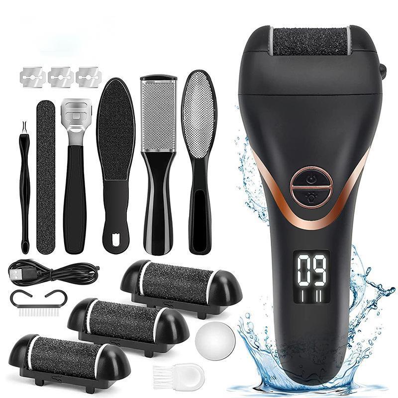 3 Roller Waterproof Professional Foot File Pedicure Kit Tool Electric Feet Cracked Heels Dead Skin Scrubber Calluses Remover