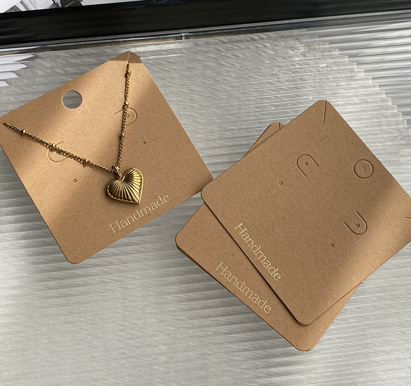 customized gold jewelry price tag recycled kraft paper card with logo for earrings necklace ring bracelet packaging