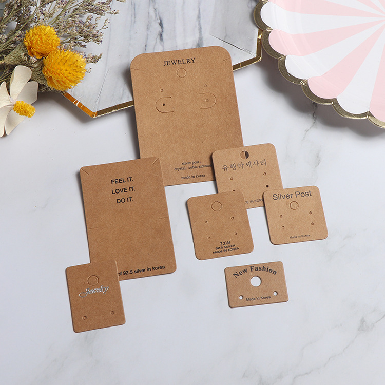 customized gold jewelry price tag recycled kraft paper card with logo for earrings necklace ring bracelet packaging