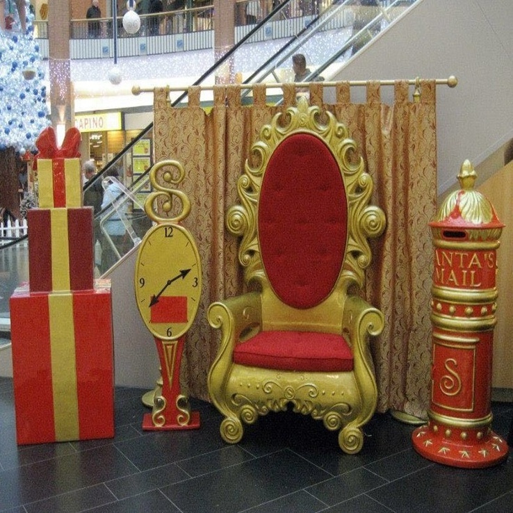 top quality fiberglass big santa king throne chair for indoor christmas decorations