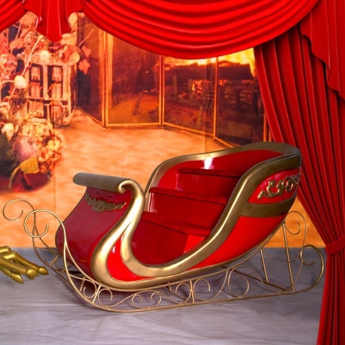 shopping mall large Fiberglass Santa's Sleigh Christmas Jumbo Sled Reindeer Display Decoration