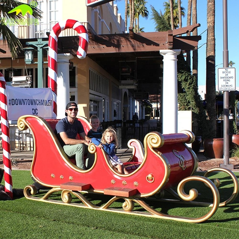 shopping mall large Fiberglass Santa's Sleigh Christmas Jumbo Sled Reindeer Display Decoration