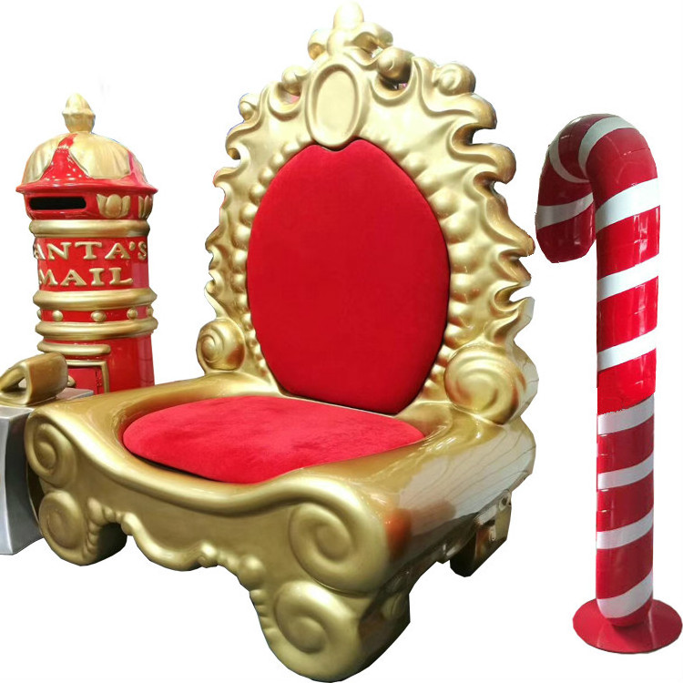 Large Santa claus Throne Fiberglass Statues Christmas king throne chair