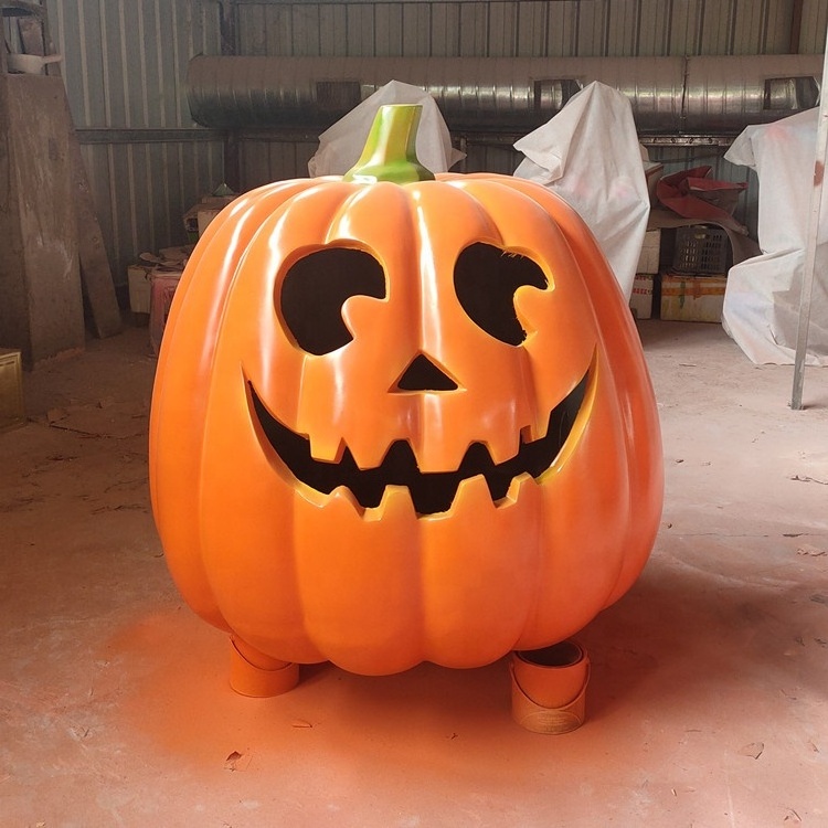 4 ft giant outdoor fiberglass pumpkin for Halloween decoration