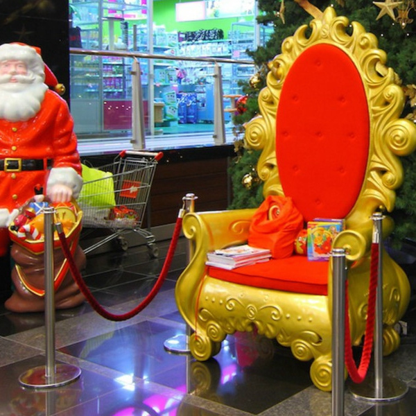 Large Santa claus Throne Fiberglass Statues Christmas king throne chair