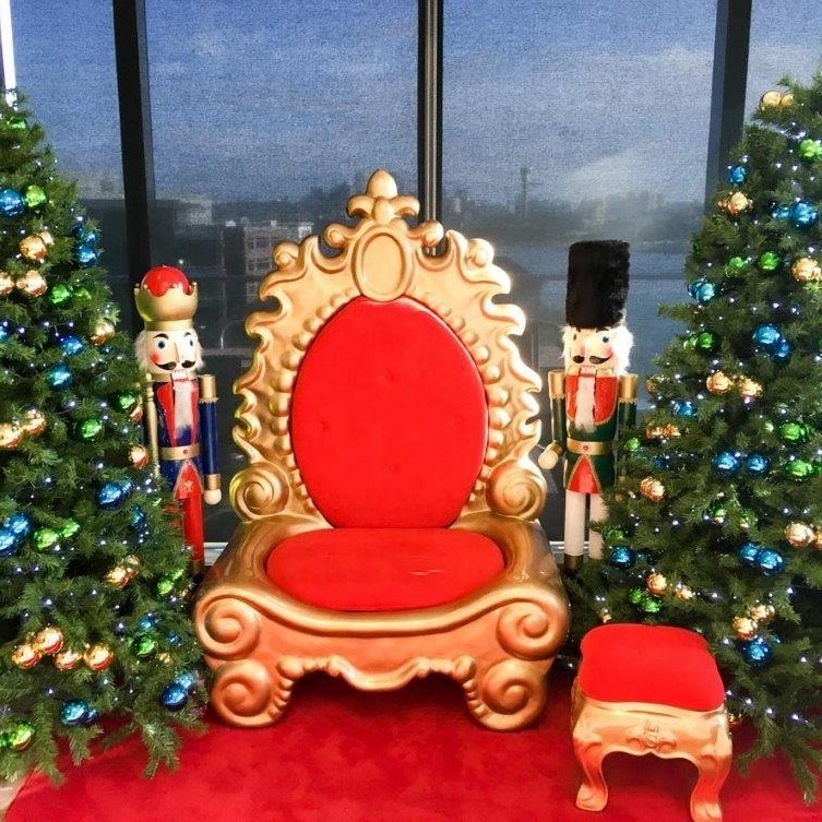 top quality fiberglass big santa king throne chair for indoor christmas decorations