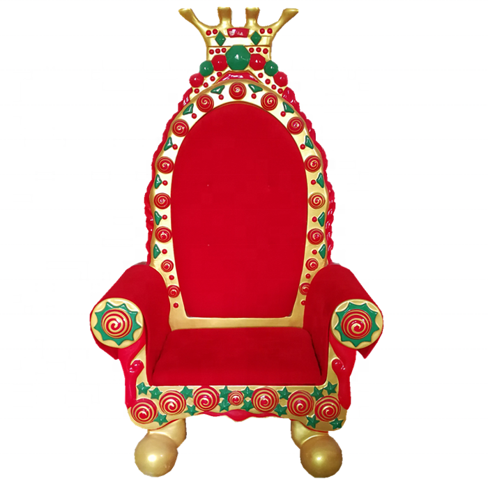 factory cheap price fibreglass large christmas throne king santa chair for shopping mall decoration