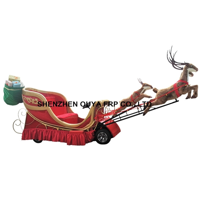 2021 best selling outdoor christmas decoration santa reindeer sleigh car for shopping mall