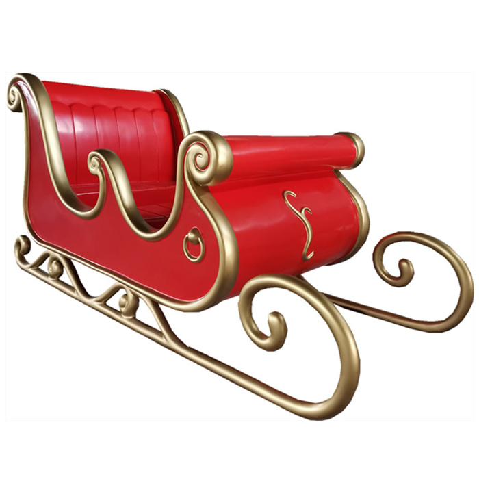 shopping mall large Fiberglass Santa's Sleigh Christmas Jumbo Sled Reindeer Display Decoration