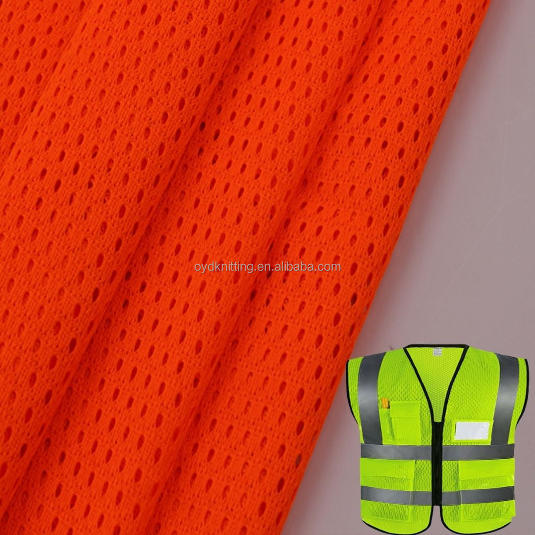 100% Polyester Tricot Fluorescent Mesh EN471 Workwear Fabric